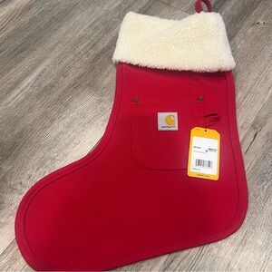 NEW Carhartt Red Christmas Stocking Cream Trim 100 % cotton